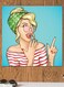 Woman Themed Wall Art Pink/Yellow/Blue 30x30cm