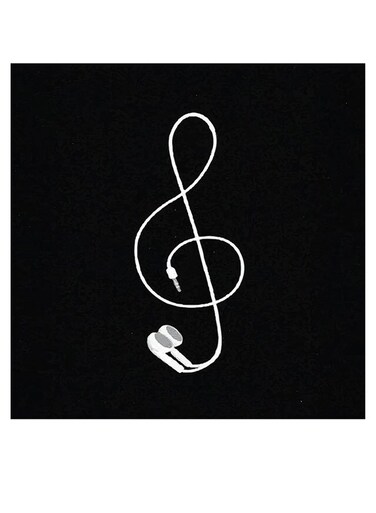 Music Themed Wall Art Black/White 30x30cm