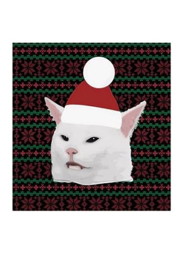 Woman Yelling At Cat MDF Wall Art Black/White/Green 30x30cm