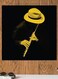 Flute Player Themed Wall Art Black/Yellow 30x30cm