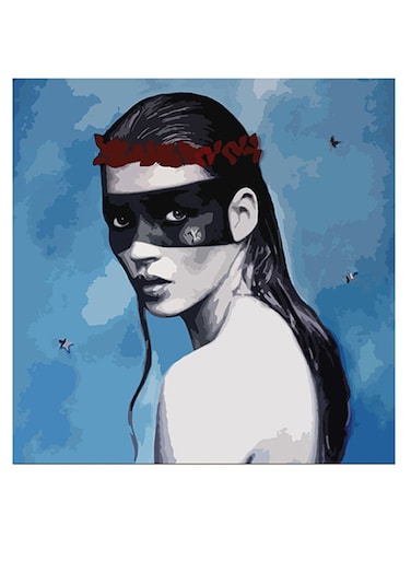 Woman Themed Wall Art Blue/Black/Grey 30x30cm