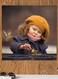 Cute Child Themed Wall Art Brown/Purple/Beige 30x30cm