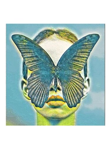 Butterfly And Woman MDF Wall Art Multicolour 30x30cm