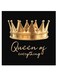 Queen Of Everything Quote Themed Wall Art Black/Gold 30x30cm