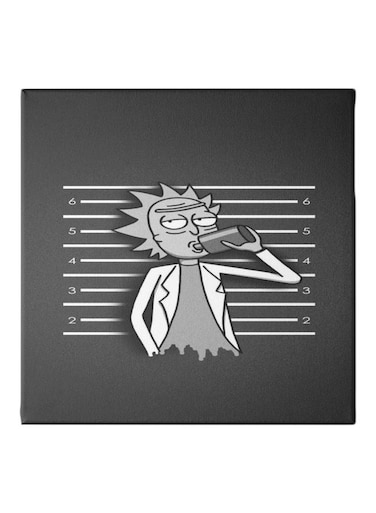 Rick And Morty Wall Art With Frame Grey/Black/White 30x30cm