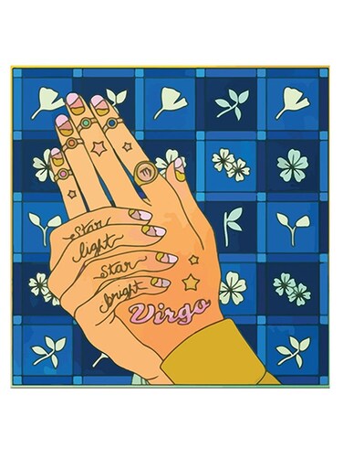 Virgo Themed Wall Art Blue/Yellow/Beige 30x30cm