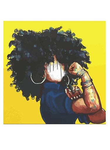Women Themed Decorative Wall Art Yellow/Blue/Black 30x30cm