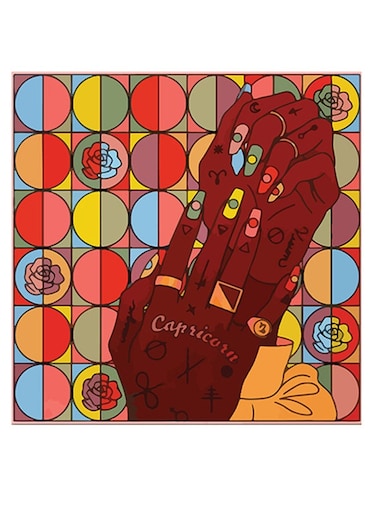 Capricorn Themed Wall Art Red/Brown/Beige 30x30cm