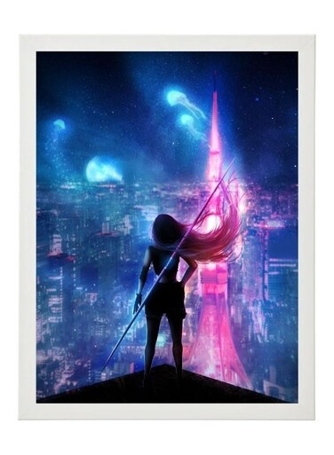 Digital Wall Art Poster Frame Neon City Lights 21X30 cm