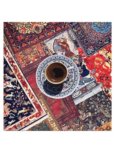 Coffee Themed Wall Art White/Blue/Brown 30x30cm