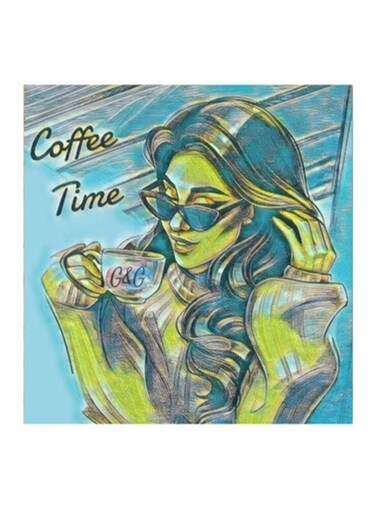 Coffee Time MDF Wall Art Painting Multicolour 30x30cm
