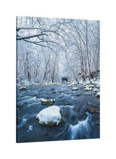 Ice Lake Printed Framed Canvas Wall Art White/Blue/Green 60x80centimeter