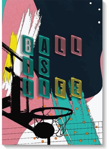 Ball Is Life Printed Wall Art Multicolour 40x60cm