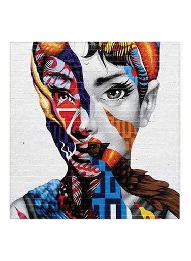 Women Graffiti MDF Wall Art Multicolour 42x42cm