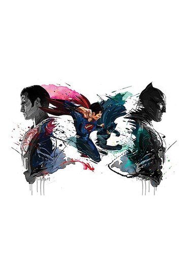 Batman and Superman MDF Wall Art Multicolour 30 X 30cm