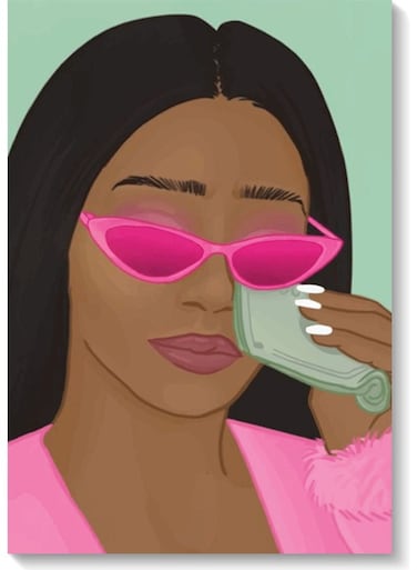 Wiping Tears Printed Wall Art Brown/Pink/Green 40x60cm