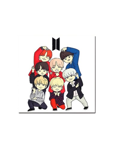 BTS Squad Anime Wall Art Painting Multicolour 30 x 30centimeter