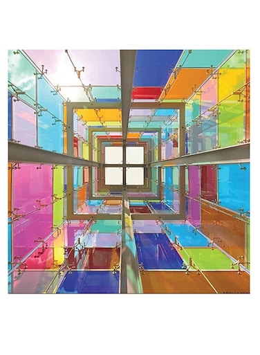 Colourful Themed Wall Art Blue/Pink/Yellow 30x30cm