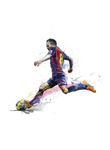 Iniesta Barcelona MDF Wall Art Multicolour 30 X 30cm