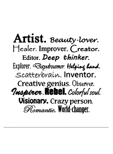 Quote Artist Themed Wall Art White/Black 30x30cm