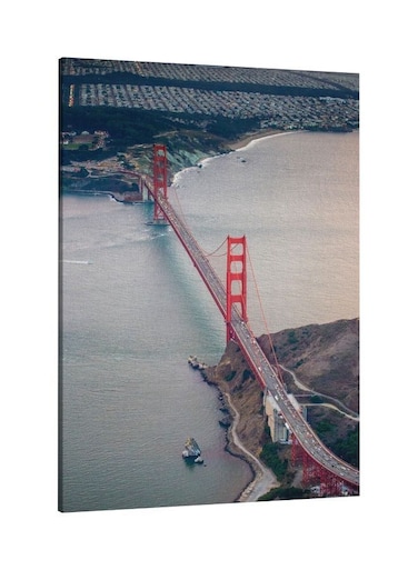 Bridge Printed Framed Canvas Wall Art Grey/Green/Red 60x80centimeter