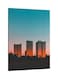 Sun Set On Building Printed Framed Canvas Wall Art Blue/Orange/Black 60x80centimeter