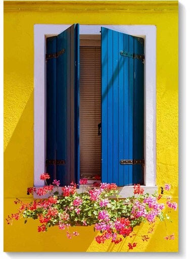 Window And Flowers Wall Art multicolour 40x60cm