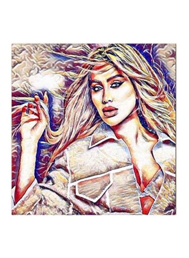 Maya Diab MDF Wall Art Painting White/Red 30x30cm