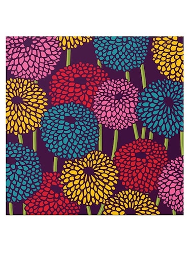 Chrysanthemum Flower Themed Wall Art Purple/Orange/Green 30x30cm