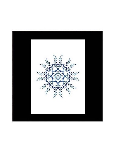 Wall Art Painting With Frame Black/White/Blue 30x30cm