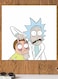 Rick And Morty Themed Wall Art White/Blue/Yellow 30x30cm