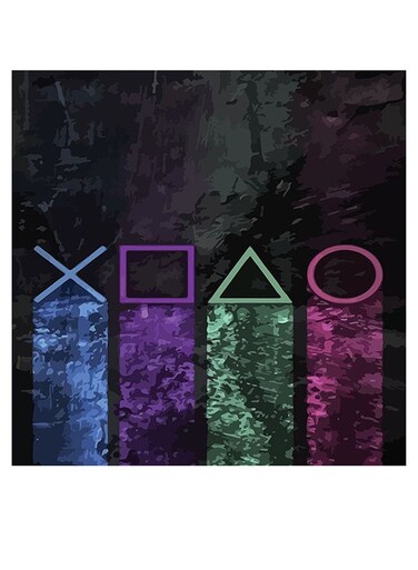 PlayStation Themed Wall Art Blue/Purple/Green 30x30cm