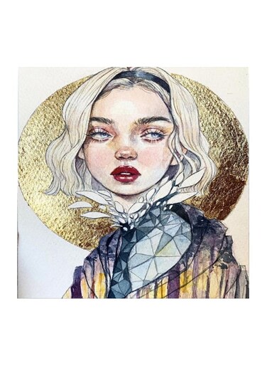 Girl Animation MDF Wall Art Multicolour 30x30cm