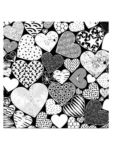 Hearts Themed Wall Art White/Black/Grey 30x30cm