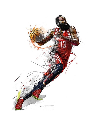 James Harden Basketball Player MDF Wall Art Multicolour 30 X 30cm