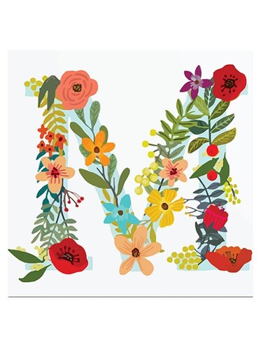 Alphabet M Themed Wall Art Red/Blue/Yellow 30x30cm