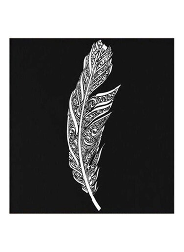 Feather MDF Wall Art Black/White 30x0.5x30cm