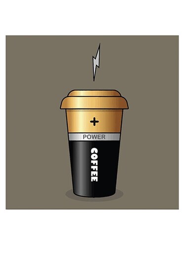 Coffee Lovers Themed Wall Art Grey/Gold/Black 30x30cm