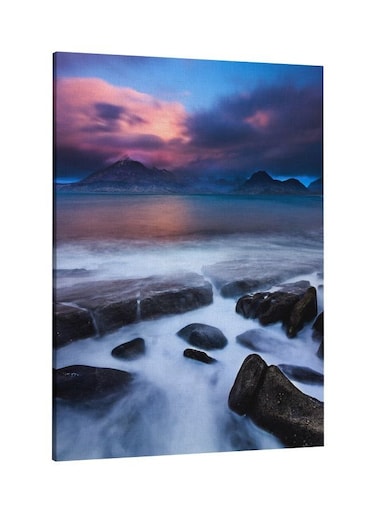 Decorative Printed Framed Canvas Wall Art Purple/Blue/Brown 60 x 80centimeter