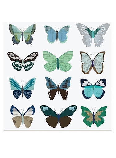 Butterflies Themed Wall Art White/Green/Brown 30x30cm