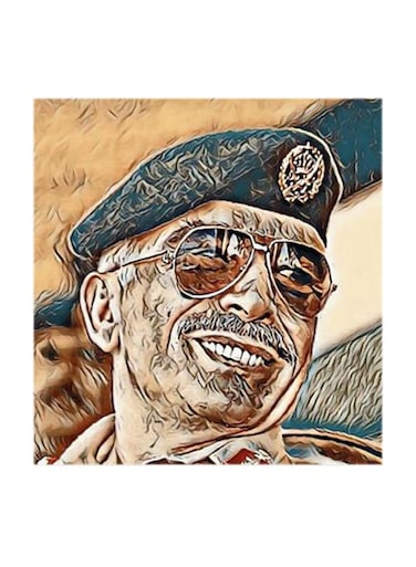 King Hussein of Jordan MDF Wall Art Multicolour 30x30cm
