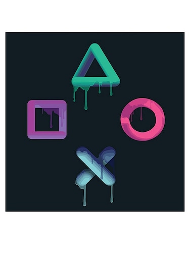 PlayStation Themed Wall Art Black/Green/Purple 30x30cm