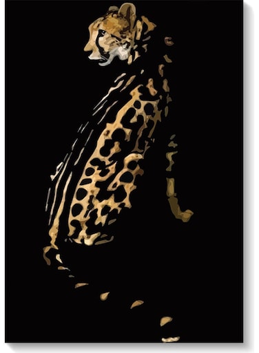 Leopard Printed Wall Art Black/Yellow 40x60cm