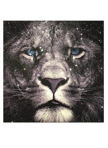 Lion Themed Wall Art Grey/Black/Blue 30x30cm