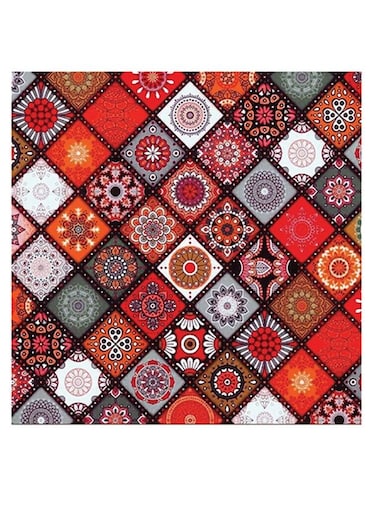 Mandala Art Themed Wall Art Grey/Orange/Red 30x30cm
