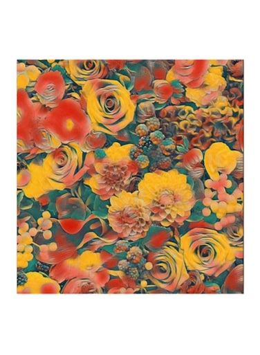 Flowers MDF Wall Art Painting Yellow/Red 30 x 5 x 30cm