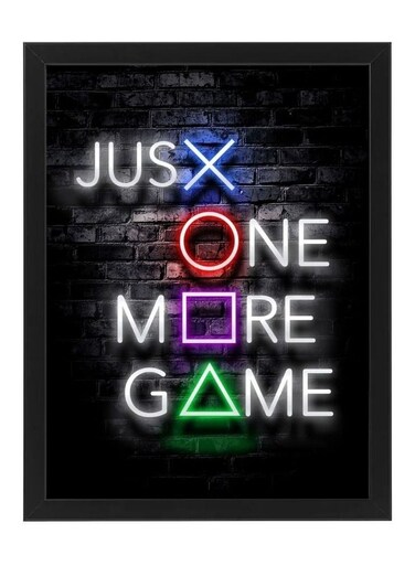 Just One More Game Neon Wall Art Poster Frame 21x30cm