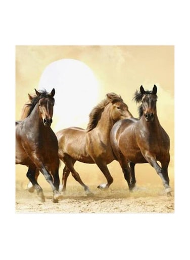Brown Horses MDF Wall Art Multicolour 30x30centimeter