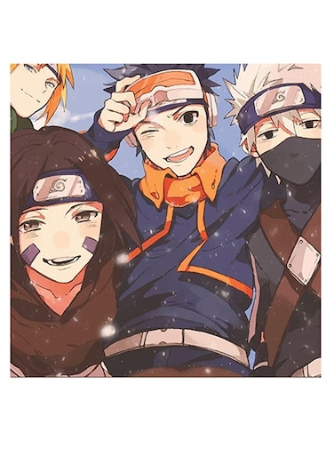 Naruto Anime Themed Printed MDF Wall Art Blue/Beige/Brown 30x30cm