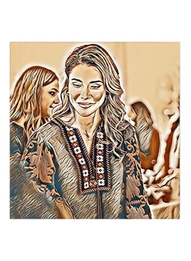 Queen Rania Of Jordan MDF Wall Art Multicolour